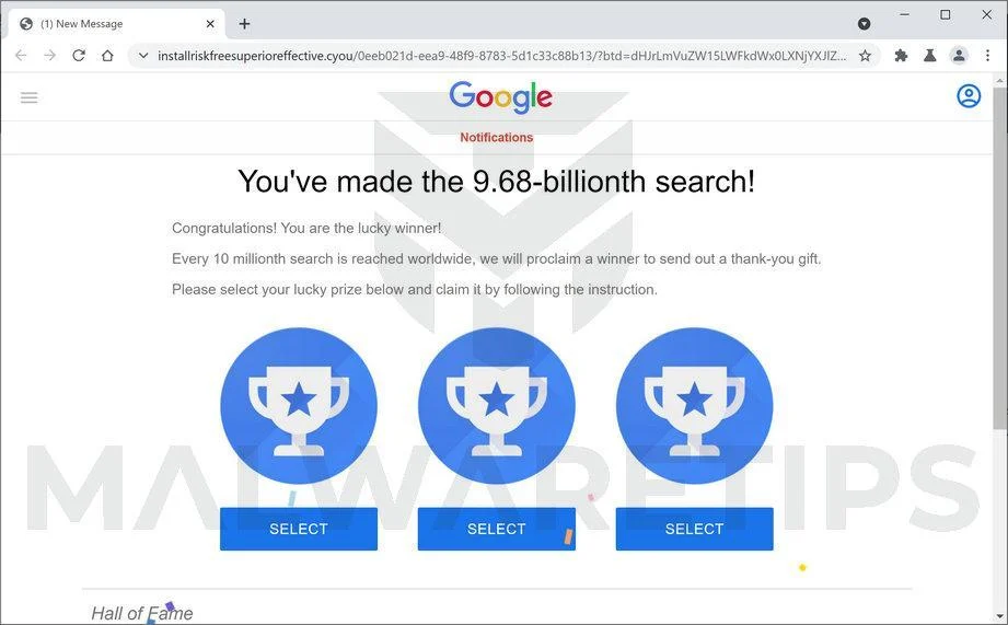 Remove Installriskfreesuperioreffective.cyou scam (Removal Guide) 1 Image: Chrome browser is redirected to Installriskfreesuperioreffective.cyou
