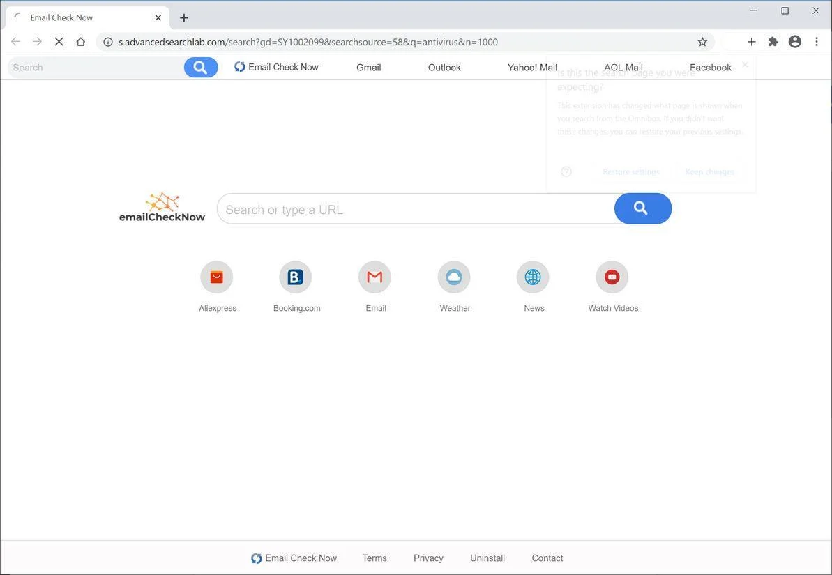 Remove Advancedsearchlab.com redirect (Virus Removal Guide) 1 Image: Chrome browser is redirected to Advancedsearchlab.com