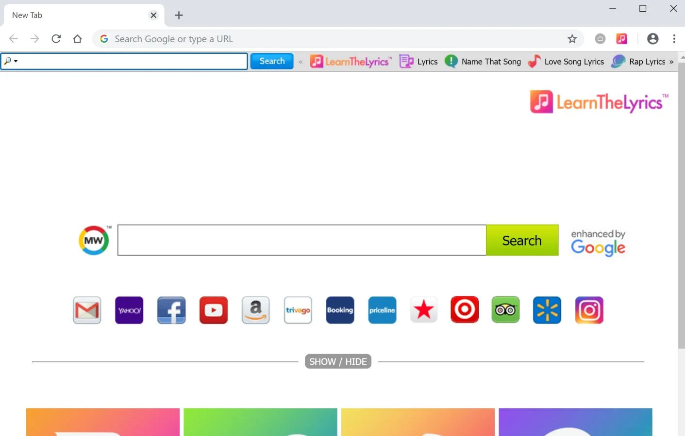 How to remove LearnTheLyrics (Chrome, Firefox, IE & Edge) 1 LearnTheLyrics New Tab redirect