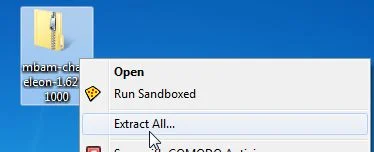 [Image: Extract Malwarebytes Chameleon utility]