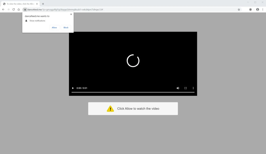 Image: Chrome browser is redirected to Dancefeed.me
