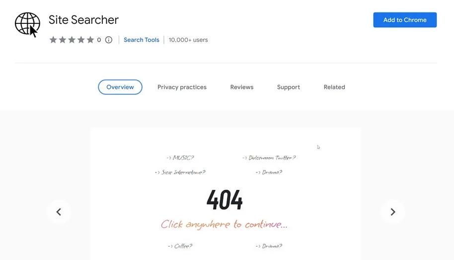 Remove Site Searcher Browser Extension (Removal Guide) 1 Image: Site Searcher Chrome extension