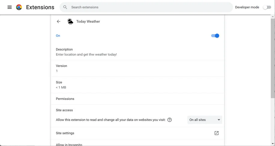 Image: Today Weather Chrome Extension