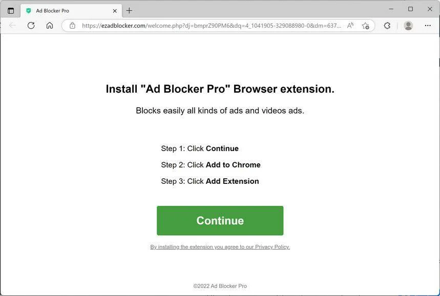 Image: Ezadblocker.com browser redirect
