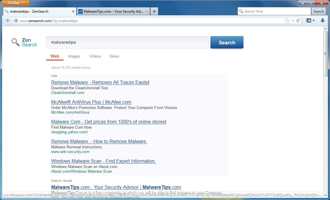 [Image: ZenSearch.com redirect]