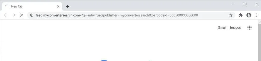 Image: Chrome browser is redirected to MyConverterSearch Search