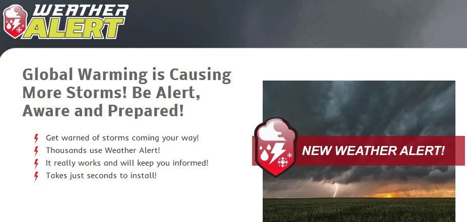 Weather Alert adware Weather Alert Virus