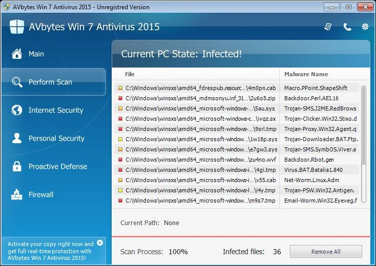 AVbytes Win 7 Antivirus 2015 malware