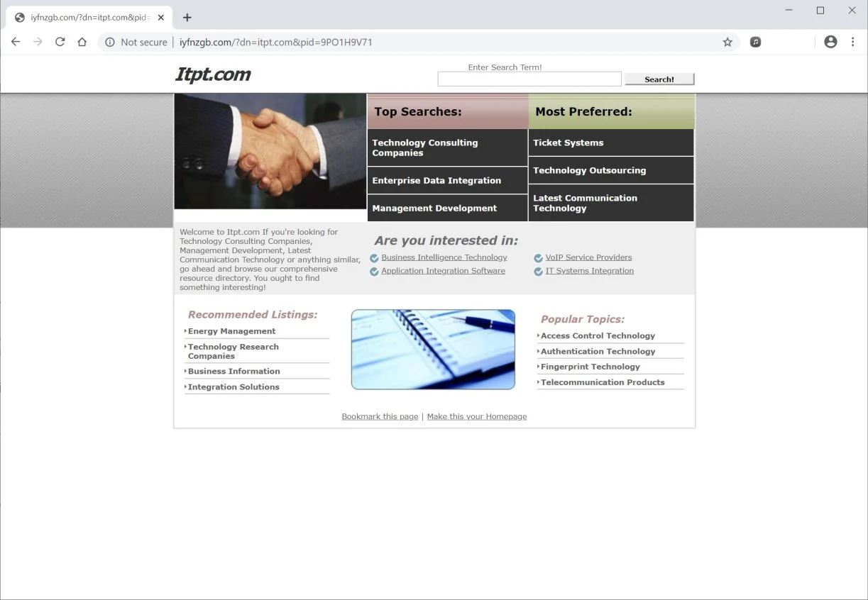 Image: Chrome browser is redirected to Iyfnzgb.com