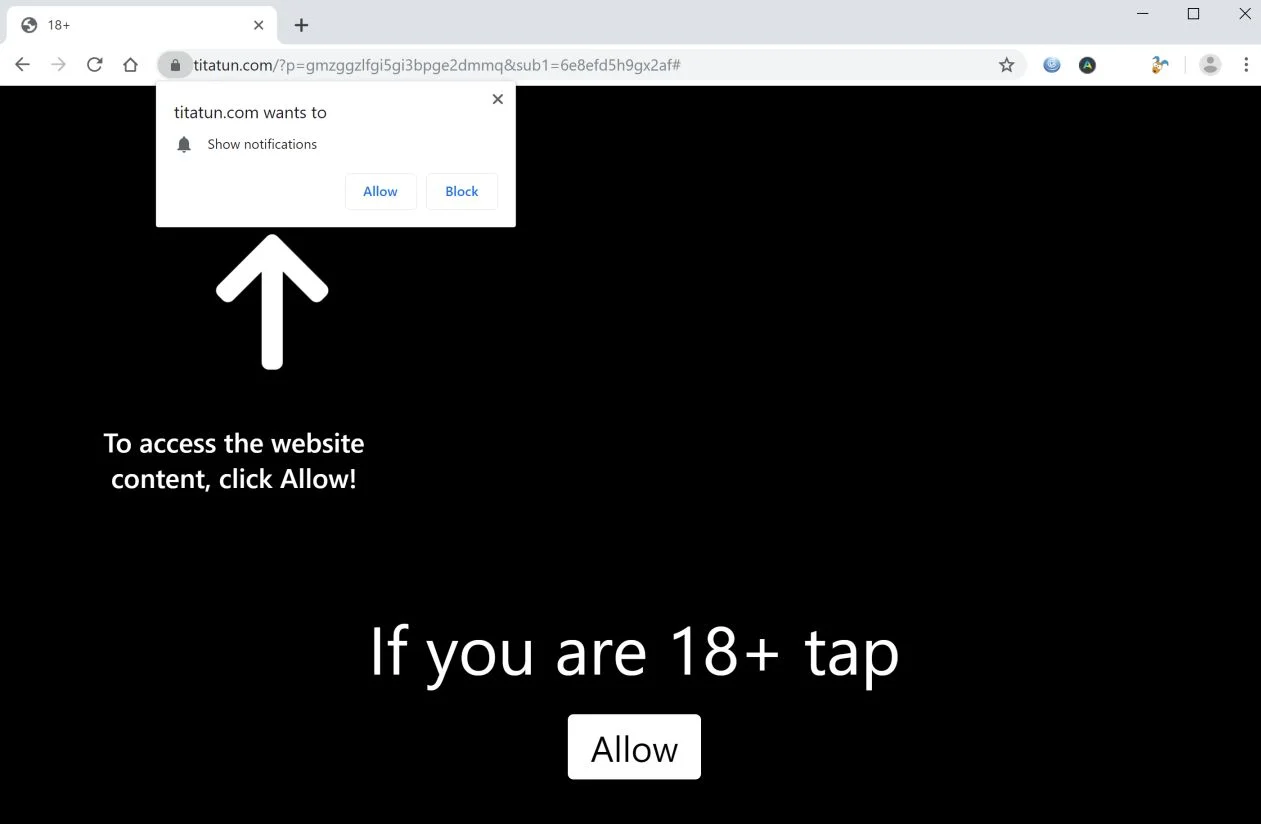 How to remove Titatun.com pop-up ads (Virus Removal Guide) 1 Image: Chrome browser is redirected to Titatun.com