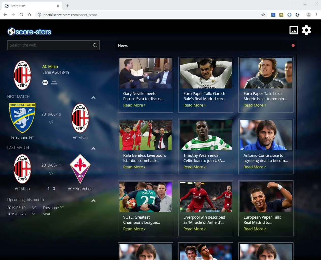 Image: Chrome browser is redirected to the Portal.score-stars.com site