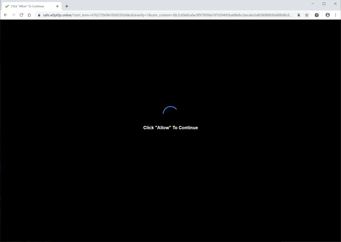 Image: Chrome browser is redirected to Safe.w0pt0p.online