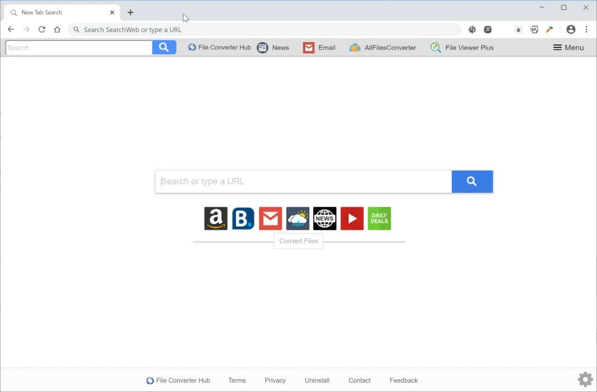 Image: Chrome browser is redirected to Search.fileconverterhubtab.com