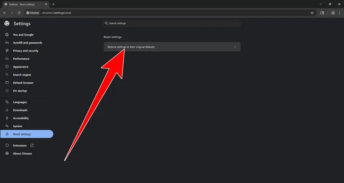 Choose Restore settings to their original defaults