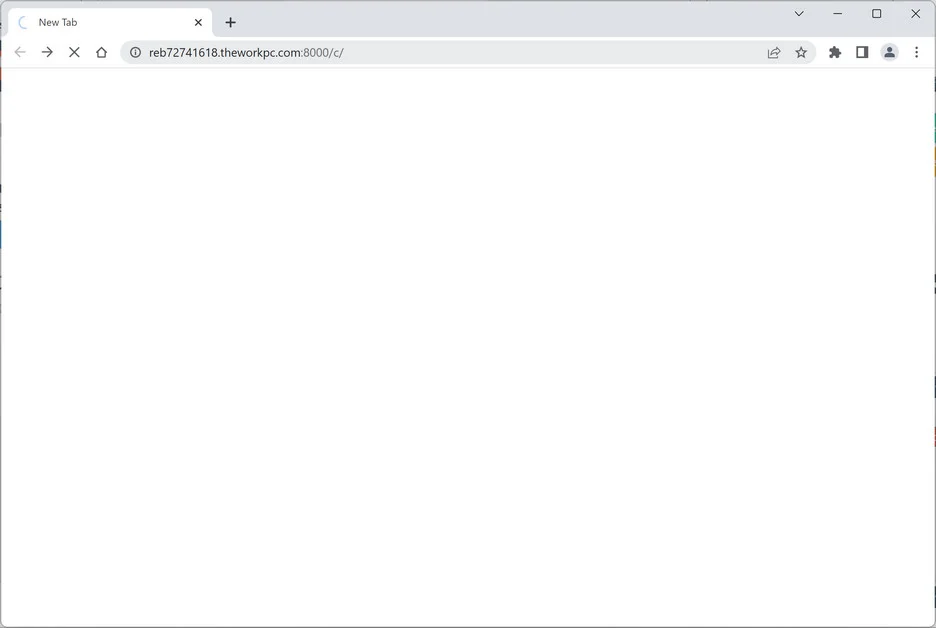 Image: Chrome browser is redirected to the Theworkpc.com site