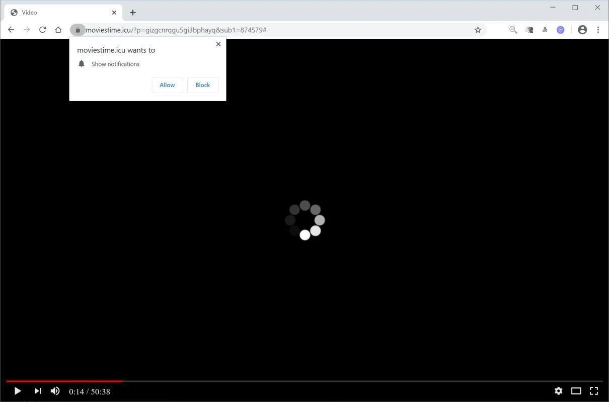 Remove Moviestime.icu pop-up ads (Virus Removal Guide) 1 Image: Chrome browser is redirected to Moviestime.icu
