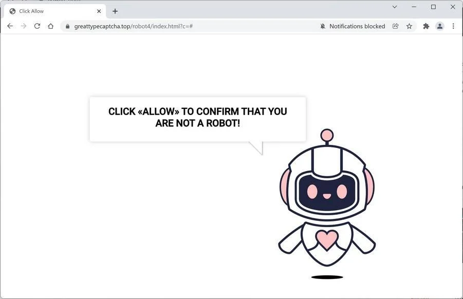 Image: Chrome browser is redirected to Greattypecaptcha.top