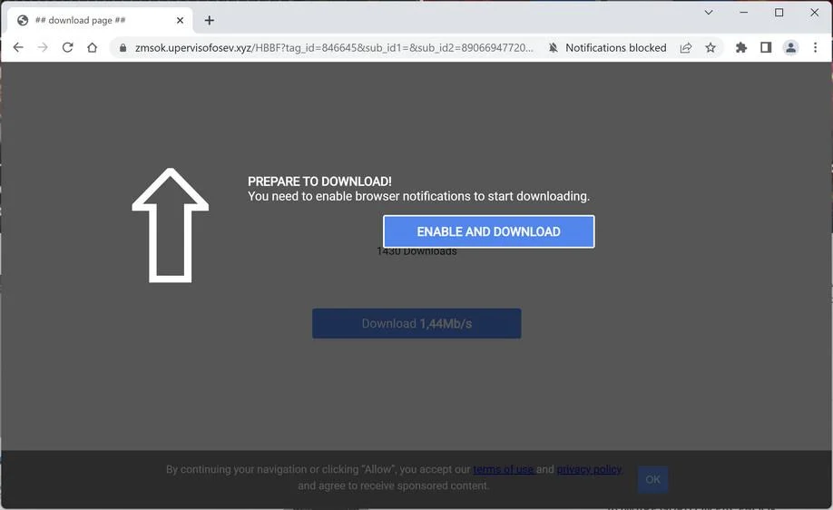 How to Remove Upervisofosev.xyz Pop-up Ads (Virus Removal Guide) 1 Image: Chrome browser is redirected to Upervisofosev.xyz