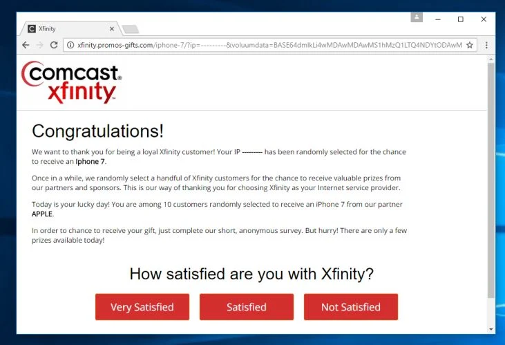 xfinity.promos-gifts.com redirect virus