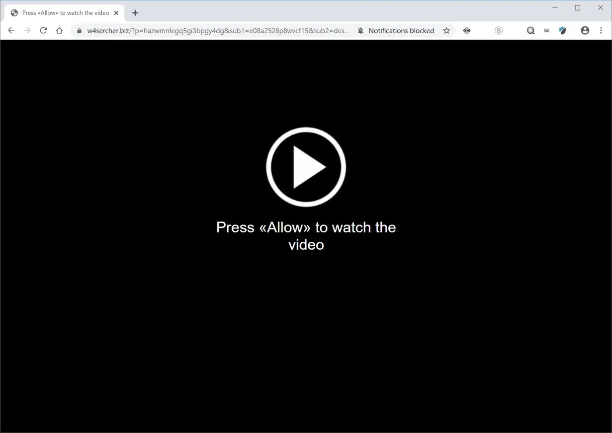 How to remove W4sercher.biz pop-up ads (Virus Removal Guide) 1 Image: Chrome browser is redirected to W4sercher.biz