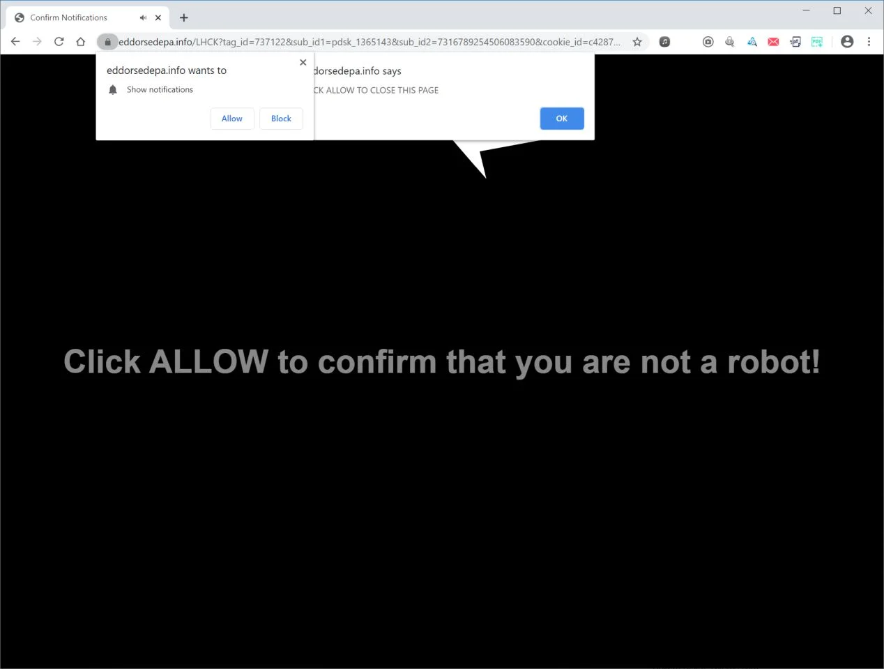 How to remove Eddorsedepa.info pop-up ads (Virus Removal Guide) 1 Image: Chrome browser is redirected to Eddorsedepa.info