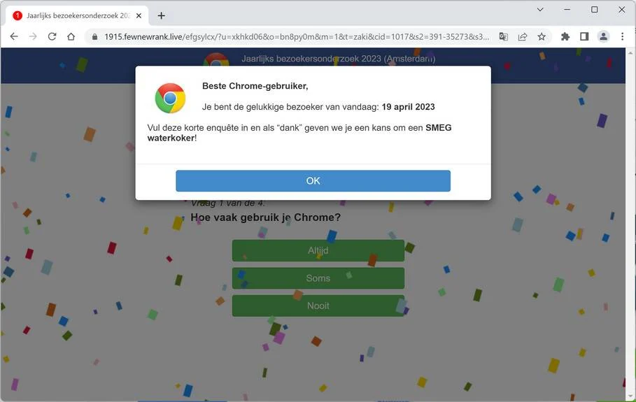 Screenshot of Fewnewrank.live Fake Survey