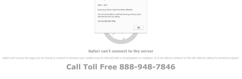 Safari can't connect to the server virus
