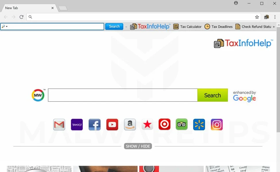 TaxInfoHelp New Tab TaxInfoHelp toolbar