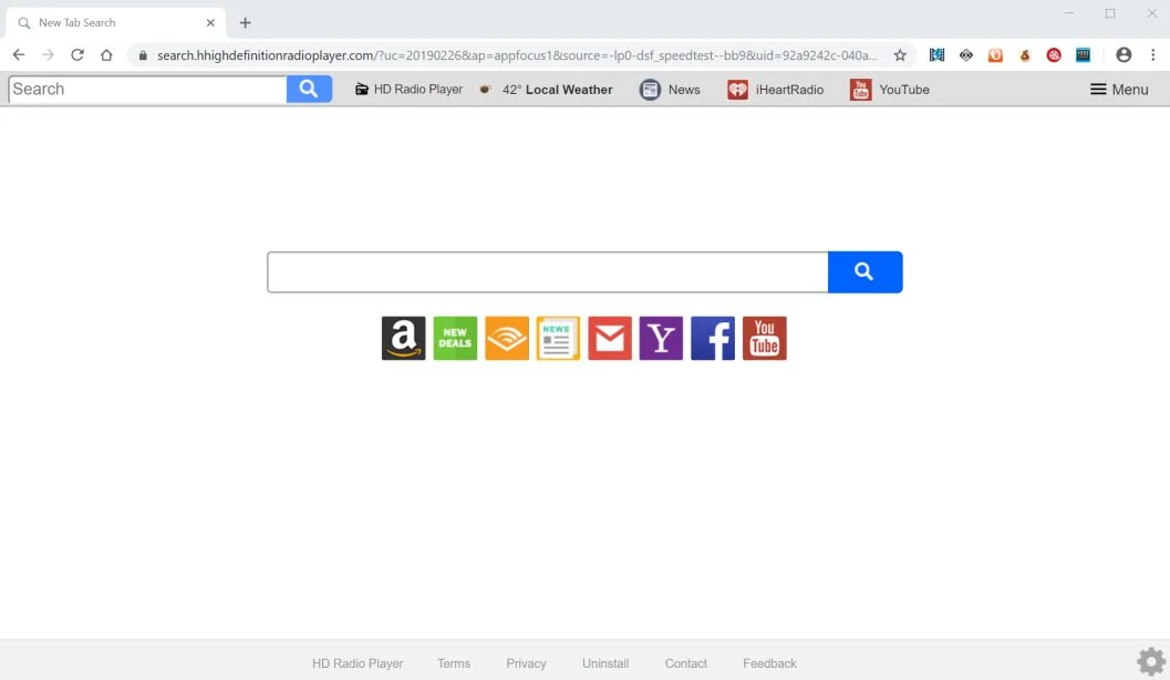 Remove Search.hhighdefinitionradioplayer.com redirect (Virus Removal Guide) 1 Image: Chrome browser is redirected to the search.hhighdefinitionradioplayer.com site