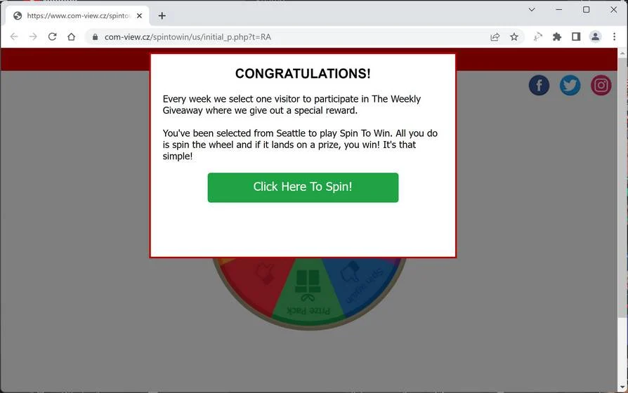 Screenshot of Com-view.cz Fake Survey