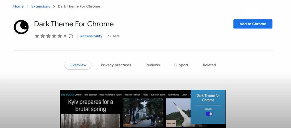 Image: Dark Theme For Chrome Chrome Extension