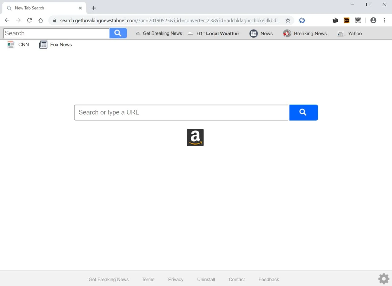 Image: Chrome browser is redirected to search.getbreakingnewstabnet.com