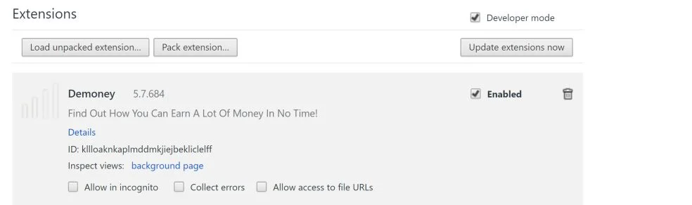 Demoney by defertank.com Chrome Scam Demoney by defertank.com Chrome Scam Virus