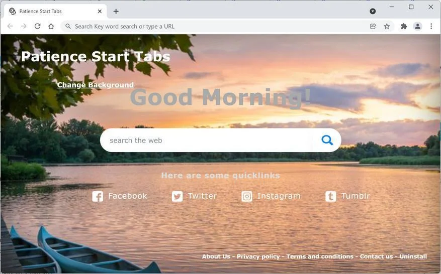 Remove Patience Start Tabs browser hijacker (Virus Removal Guide) 1 Image: Patience Start Tabs browser hijacker