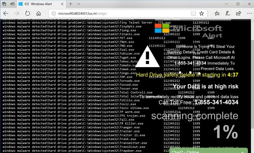 Windows Malware Detected Scam Virus