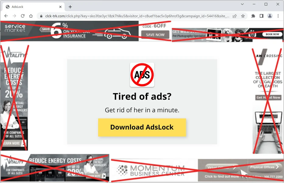 Image: Clck-trk.com Chrome browser redirect