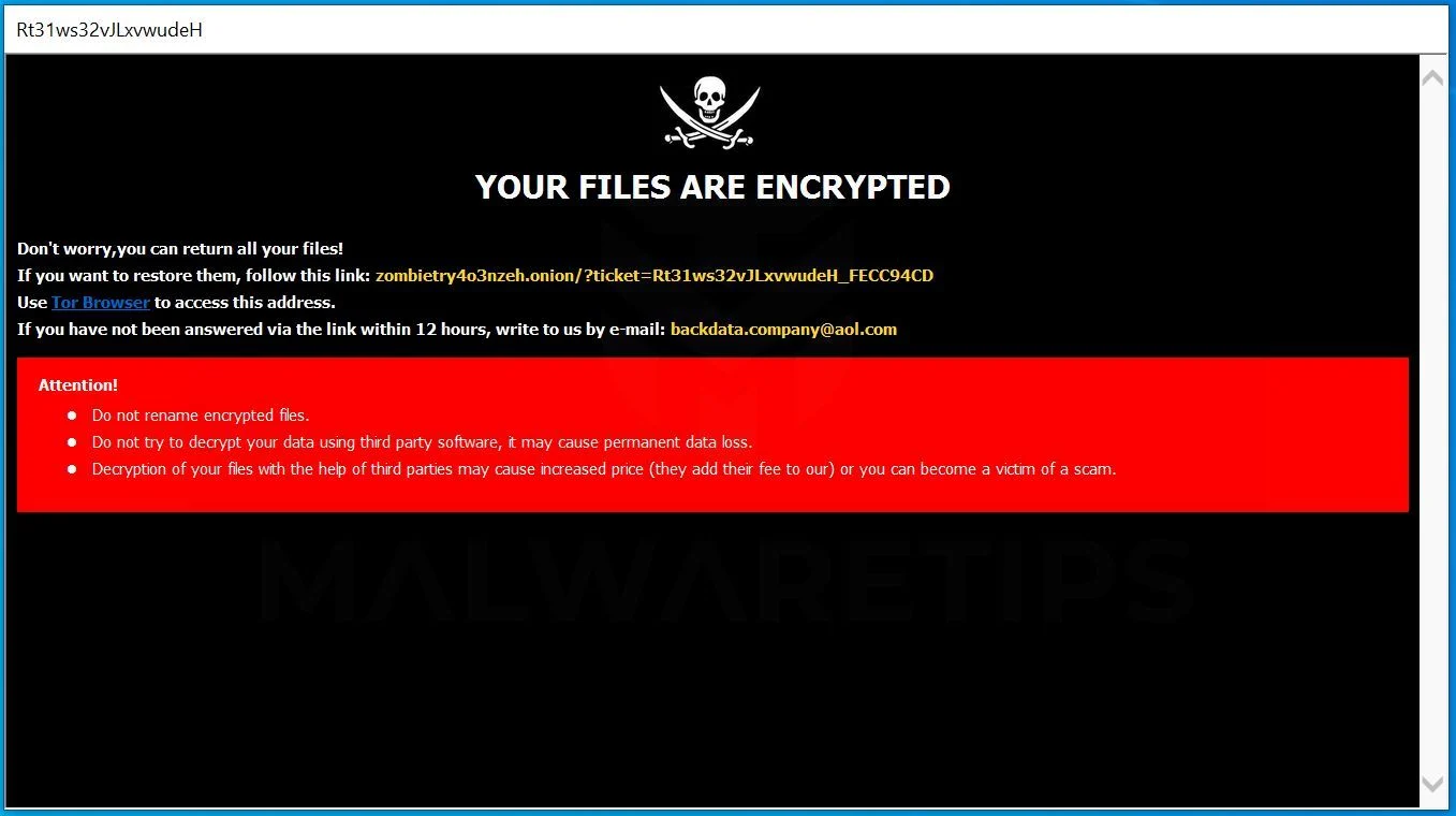 Image: [backdata.company@aol.com].ROGER ransomware