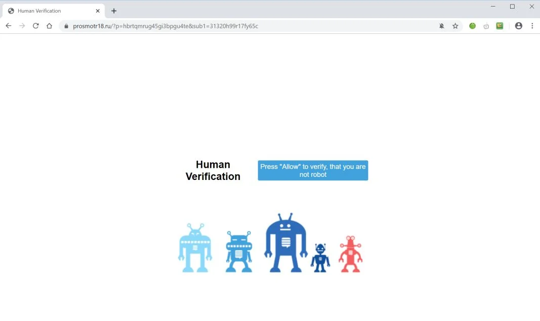 Image: Chrome browser is redirected to Prosmotr18.ru