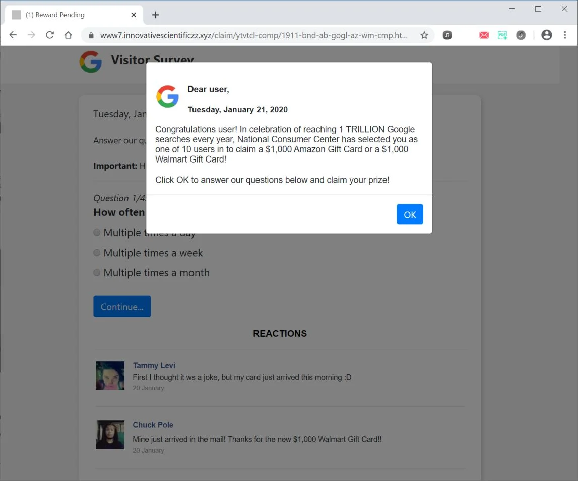 Remove Innovativescientificzz.xyz pop-u ads (Virus Removal Guide) 1 Image: Chrome browser is redirected to Innovativescientificzz.xyz