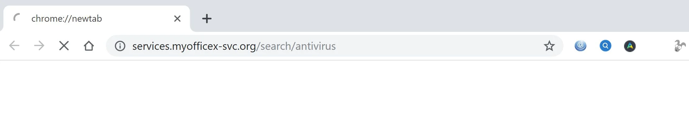 Image: Google Chrome is redirected to Services.myofficex-svc.org