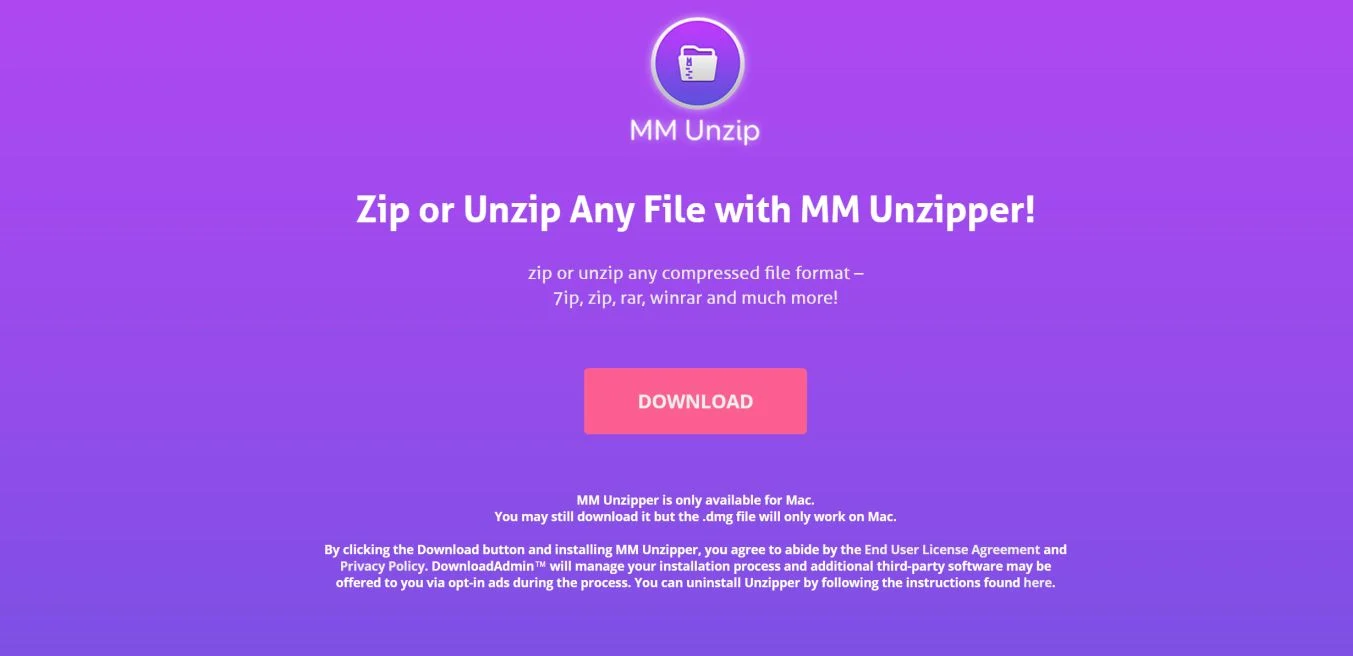 MM Unzipper mac OS adware