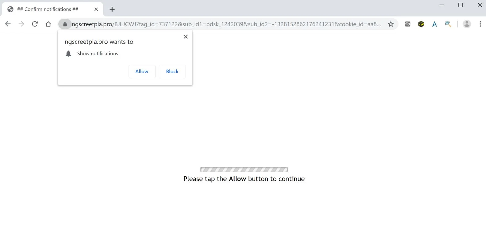 Image: Chrome browser is redirected to Ngscreetpla.pro