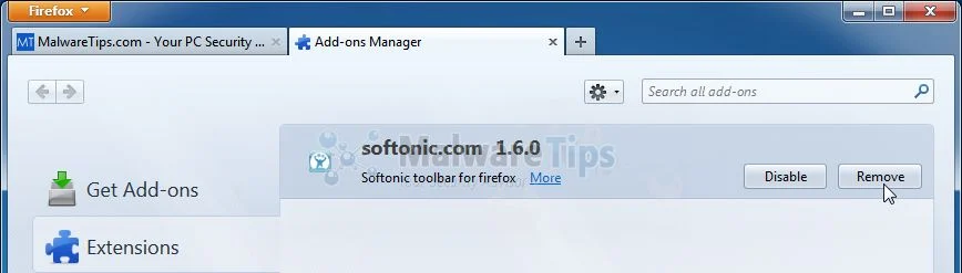 [Image: Softonic Toolbar Firefox extension]