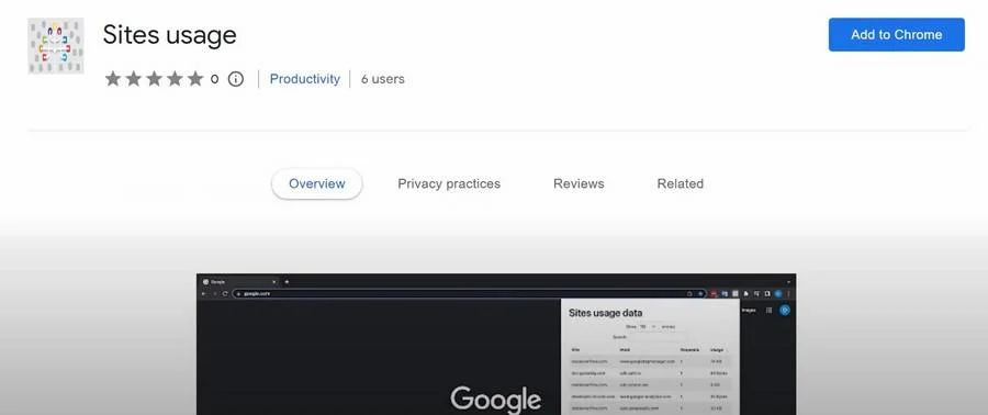 Image: Sites Usage Chrome Extension