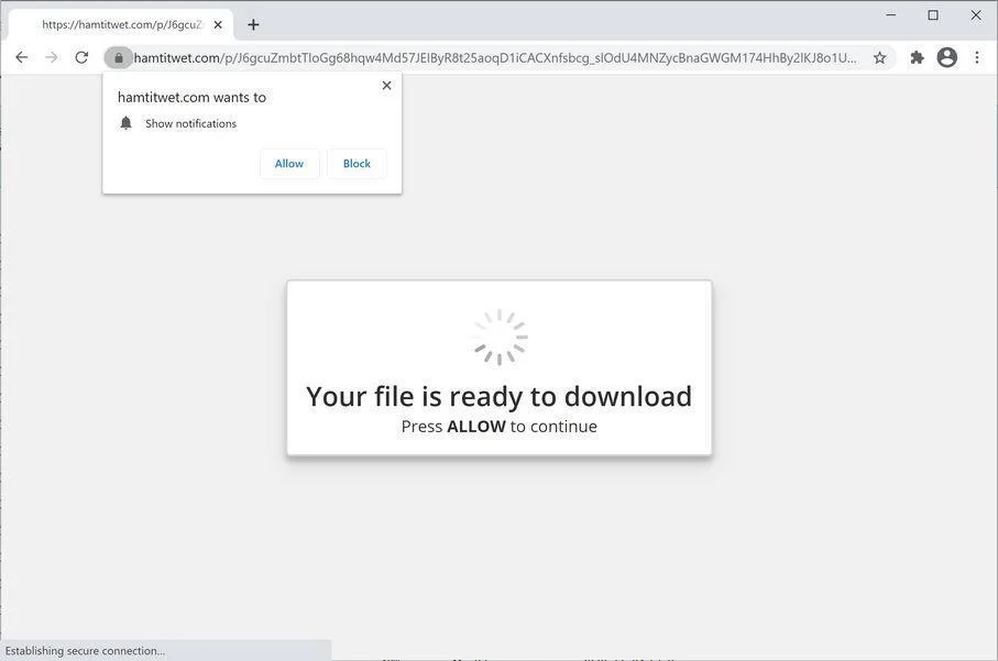 Remove Hamtitwet.com pop-up ads (Virus Removal Guide) 1 Image: Chrome browser is redirected to Hamtitwet.com