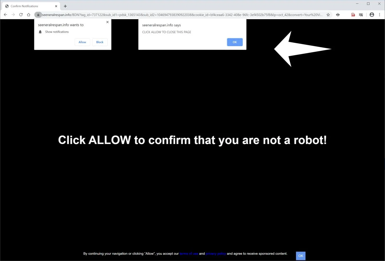 How to remove Seeneralrespan.info pop-up ads (Virus Removal Guide) 1 Image: Chrome browser is redirected to Seeneralrespan.info