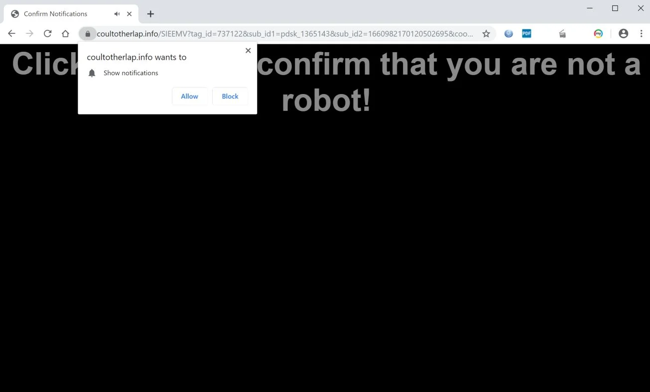 How to remove Coultotherlap.info pop-up ads (Virus Removal Guide) 1 Image: Chrome browser is redirected to Coultotherlap.info