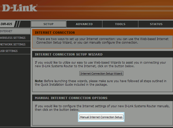 [Image: DLink router Manual Internet Setup]