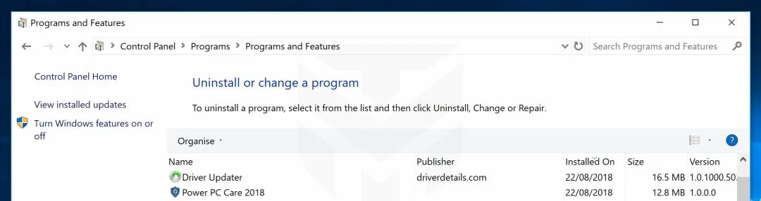Uninstall Power PC Care 2018 Scam