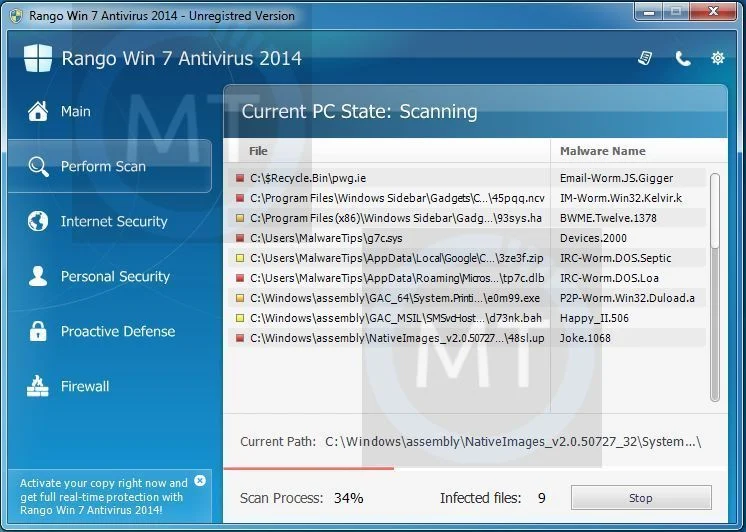 [Image: Sirius Vista Antivirus 2014 virus]